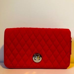 Vera Bradley turnlock quilted purse nylon red EUC